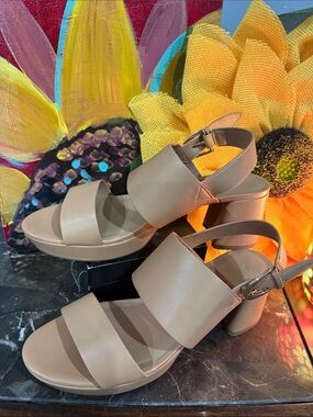 Women's Neutral Block Heel Sandals - Taupe